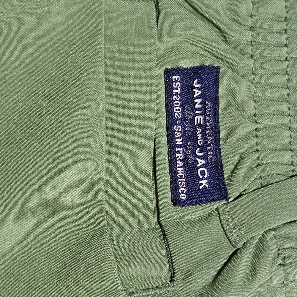 Janie and Jack Boys Sage Green Performance Shorts 6-12 Months Elastic Back Snap